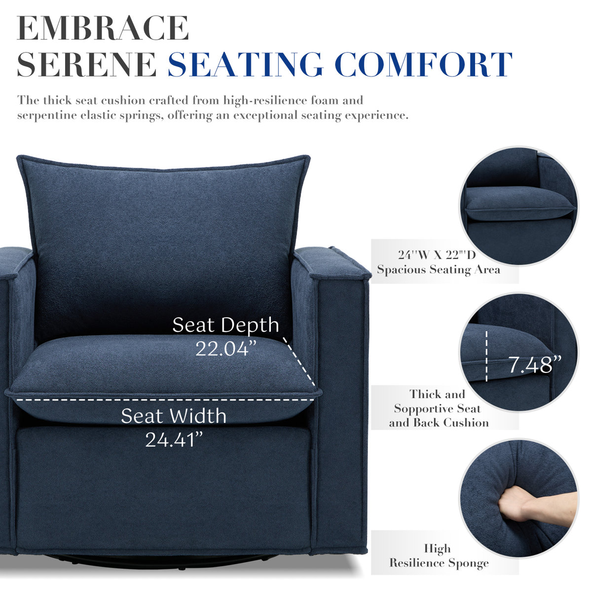 Hendina Upholstered Swivel Armchair (Set of 2)